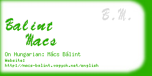 balint macs business card